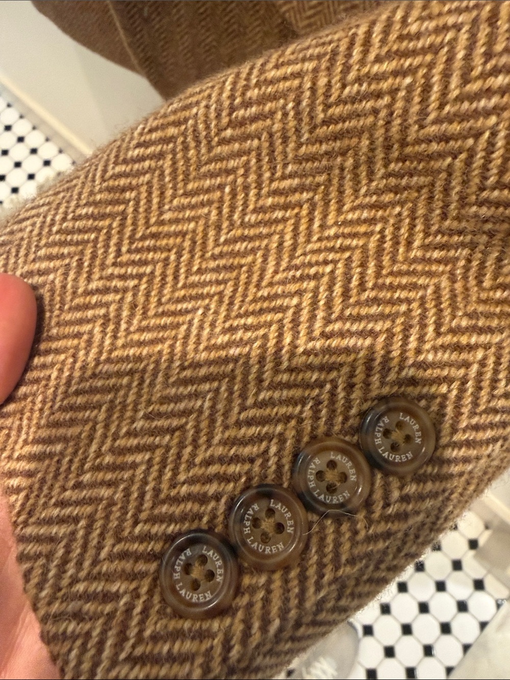 Ralph Lauren Brown Herringbone Wool Blend Tailored Blazer - Picture 5 of 5